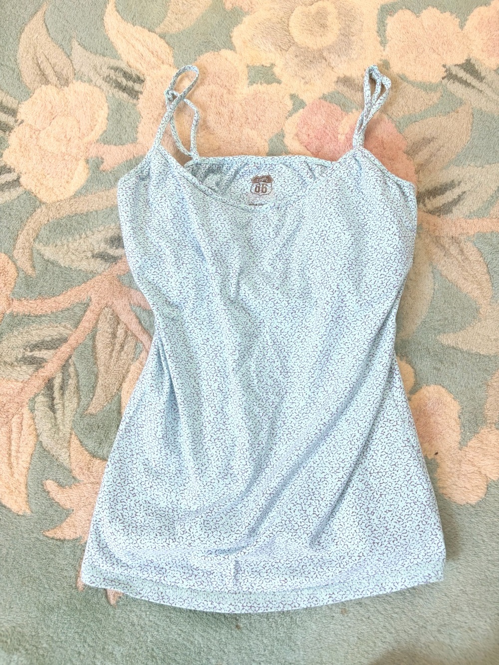 Route 66 Light Blue Floral Spaghetti Strap Camisole